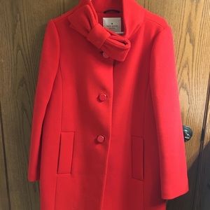 Red Kate Spade size 8 coat with bow collar